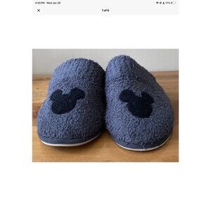 Barefoot Dreams Mens CozyChic Classic Disney Mickey Carbon slippers Size L 10-12